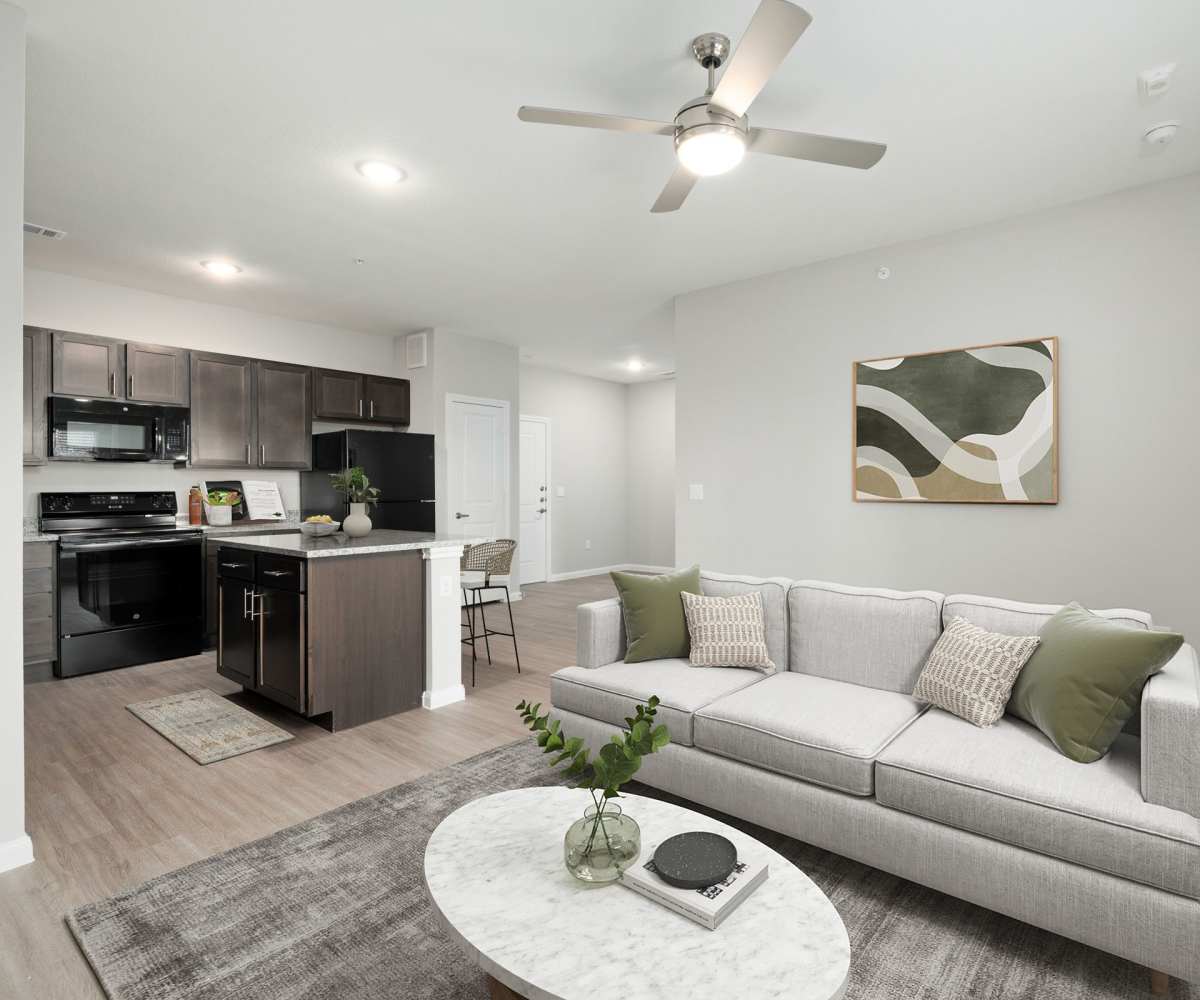 Spacious living room at Oak Creek in New Braunfels, Texas