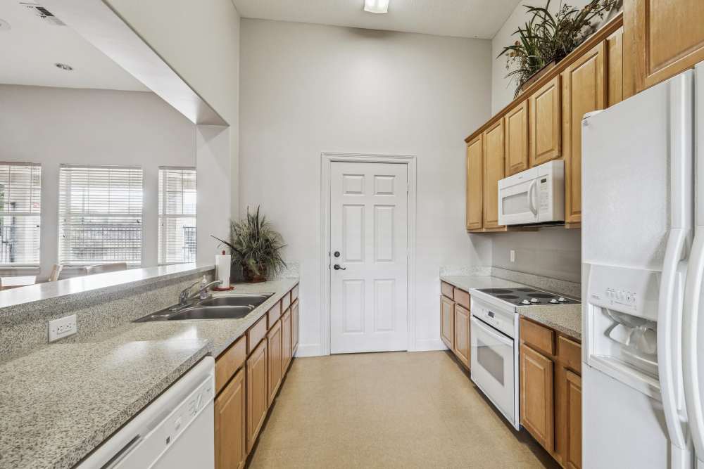 Community kitchen at Kimberly Pointe in Houston, Texas