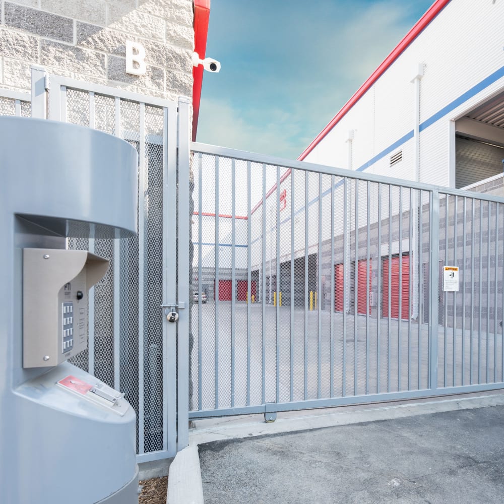 Security gate access point at Trojan Storage in San Jose, California