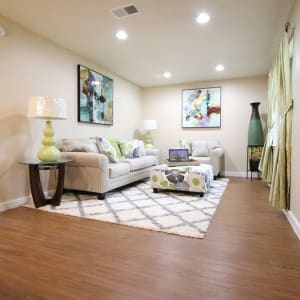 Spacious living room with hardwood style flooring at Buffalo Ridge in Princeton, Texas