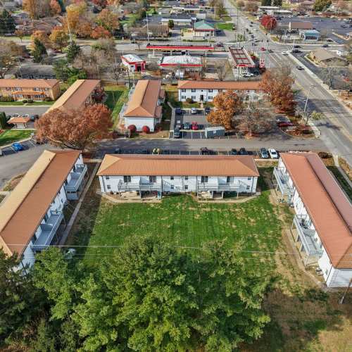 Aerial view of community at Charleston Square Apartments in Columbus, Indiana