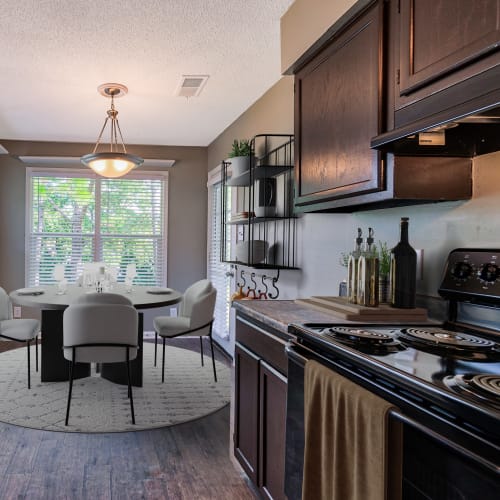 Granite countertops in the kitchen at The Gatsby at Midtown Apartment Living in Montgomery, Alabama