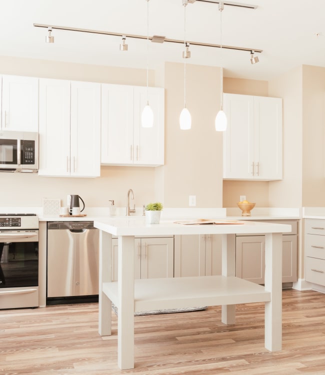 Kitchen with modern cabinetry at Upton II in Rockville, Maryland