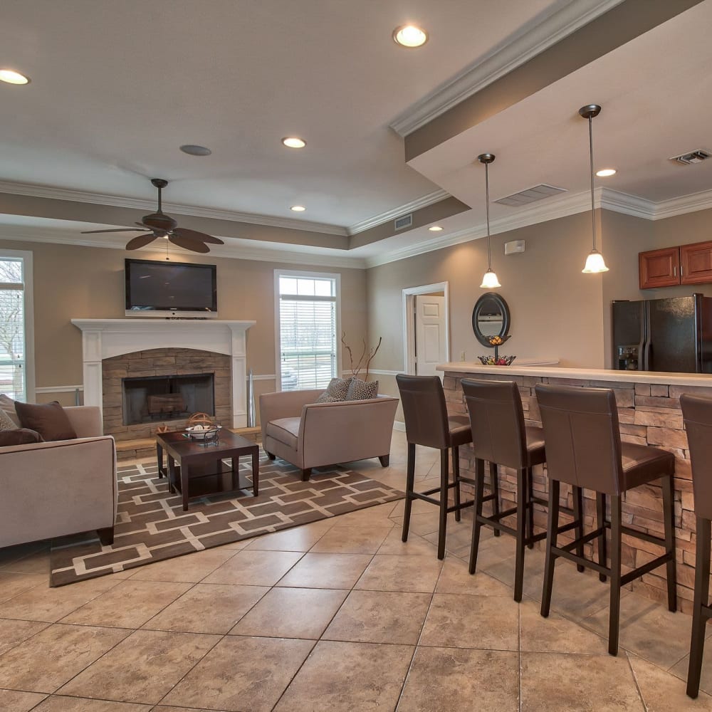 Clubhouse with fireplace at Chapel Lakes, Wetumpka, Alabama