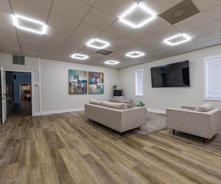 Spacious clubhouse at Huffman Mill Townhomes in Burlington, North Carolina