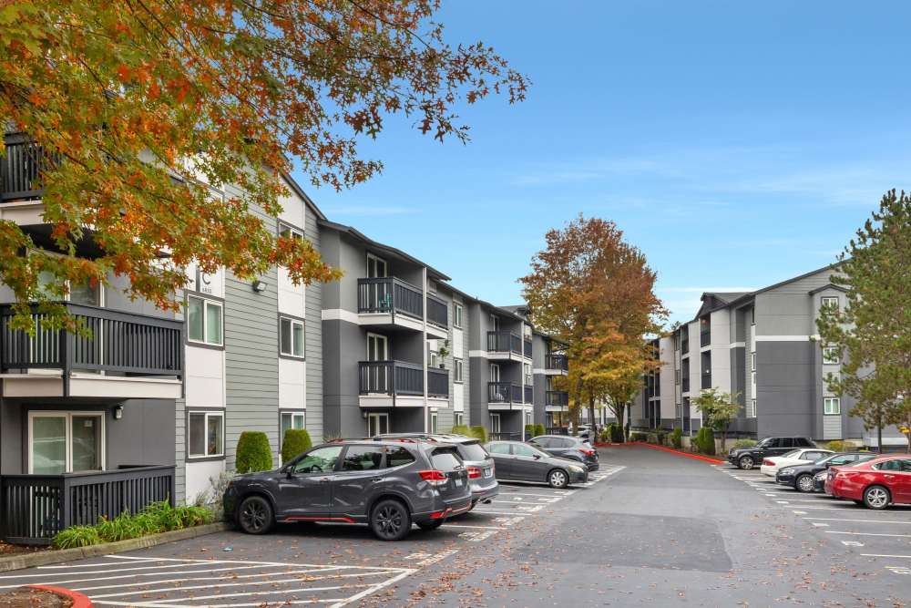 Car parking area at Karbon Apartments in Newcastle, Washington