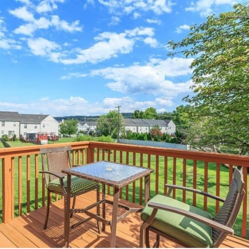 Patio with a view at River Pointe in Bethlehem, Pennsylvania