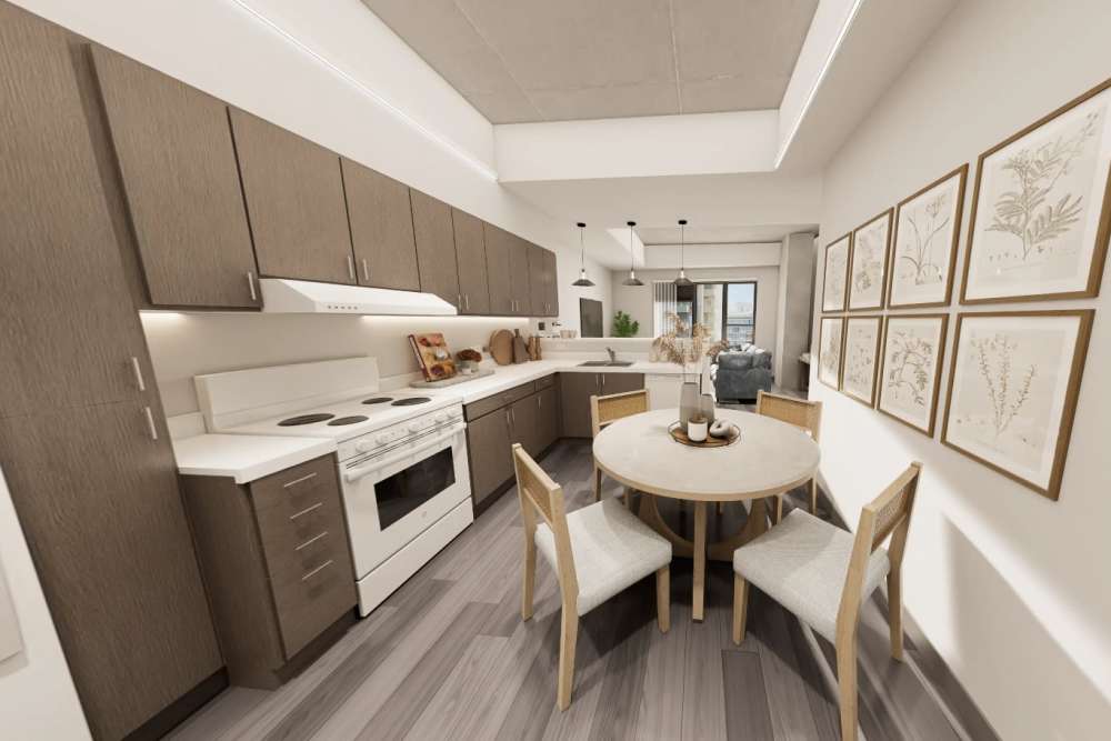 Rendering of a three bedroom dining area at Lark Landing in San Francisco, California