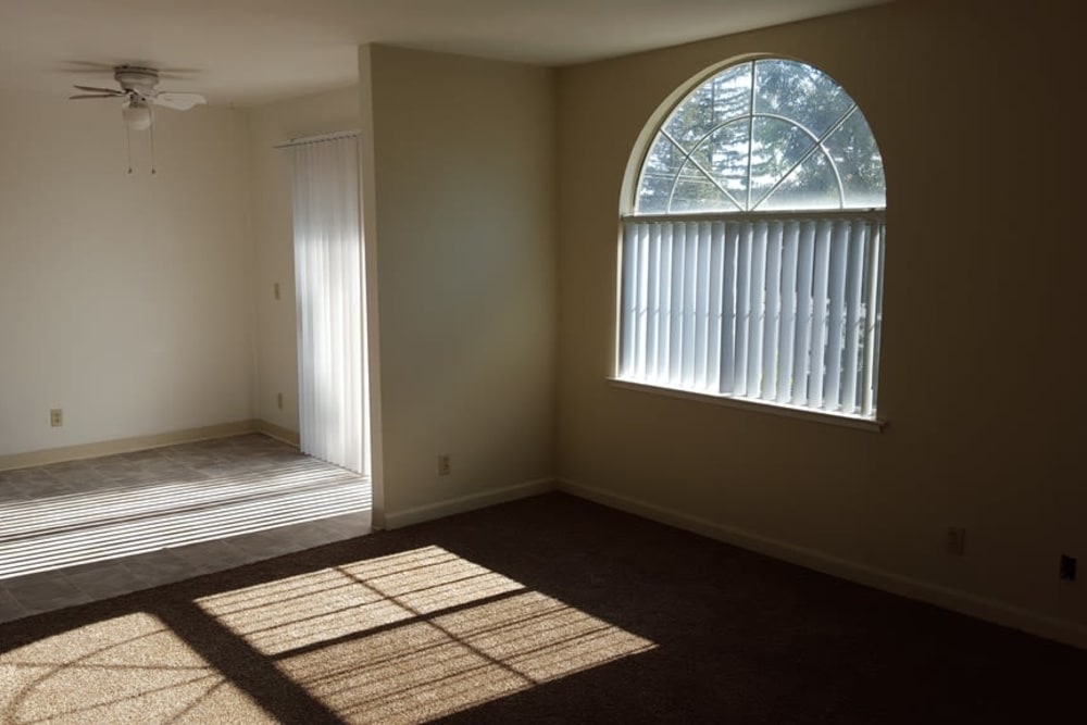 Model living room at Wyda Garden Apartments in Sacramento, California