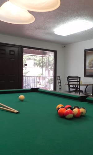 Pool table at Woodland Park in Arlington, Texas