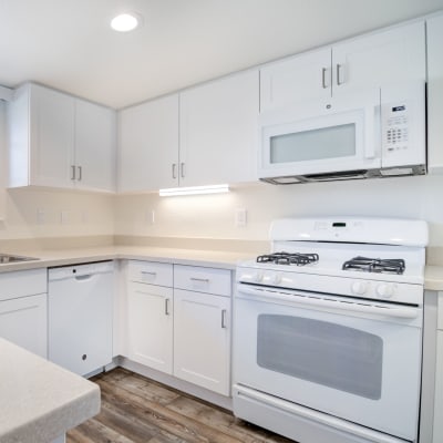 A kitchen with a dishwasher at Aero Ridge in San Diego, California