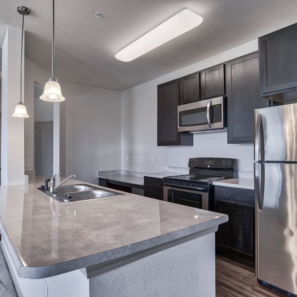 Well equipped kitchen with stainless-steel appliances at Bridgeway Chattanooga, Chattanooga, Tennessee