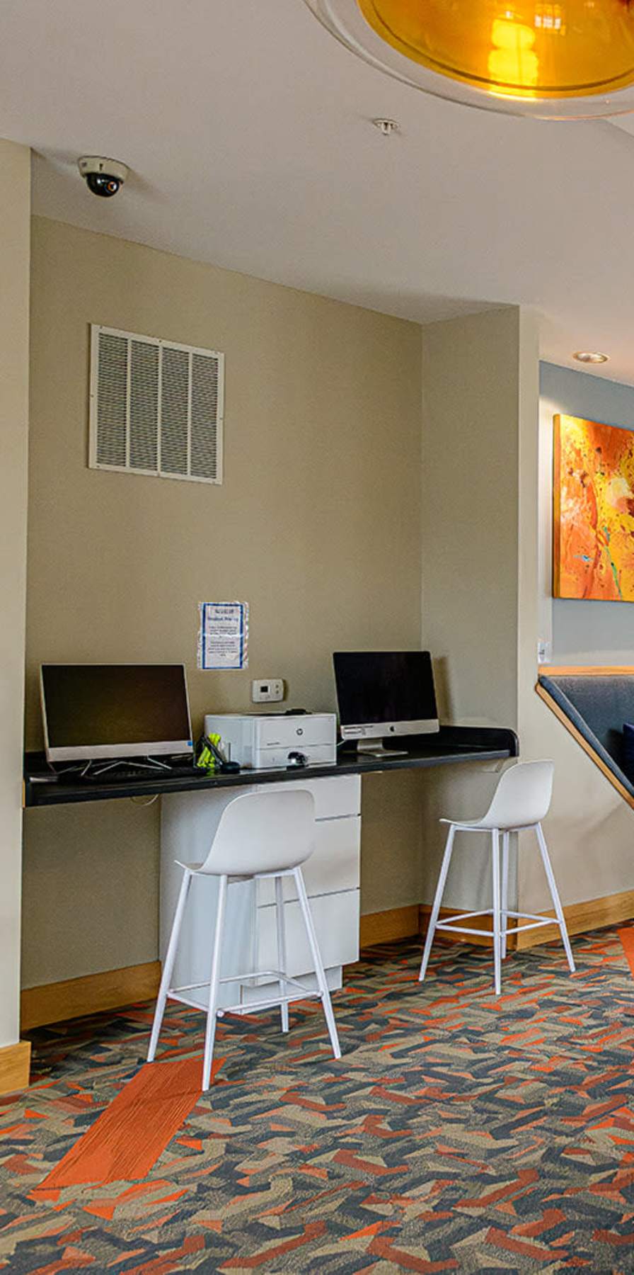 Shuffleboard and study nook at The Dillon in Bloomington, Indiana