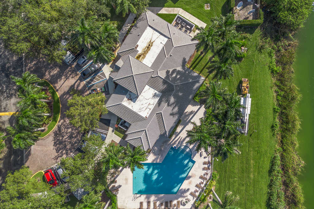 Aerial view of the community at Sunset Bay Apartments in Cutler Bay, Florida