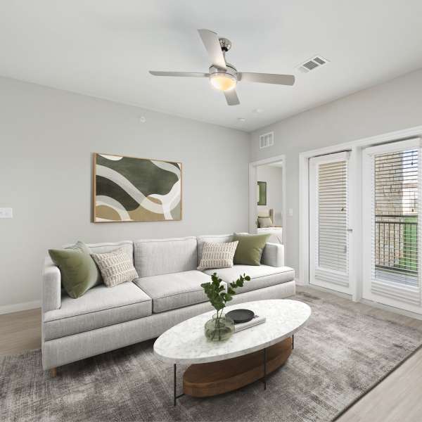 Living room with a ceiling fan and entrance at Echo Trail in Bowling Green,Kentucky