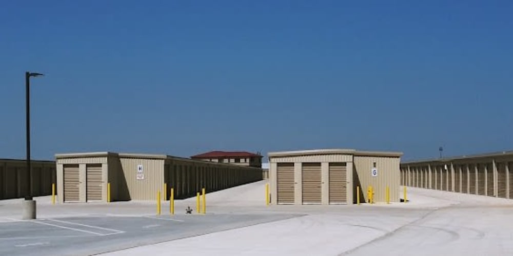 Drive-up access storage units at StorQuest Self Storage in Lathrop, California