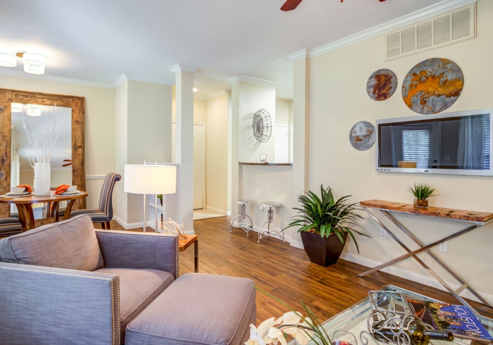 Spacious living room at Parc @ Champion Forest in Houston, Texas