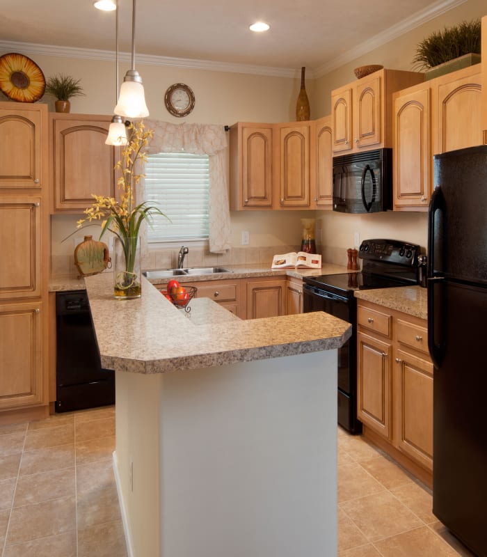 Kitchen layout at Keys Lake Villas in Key Largo, Florida
