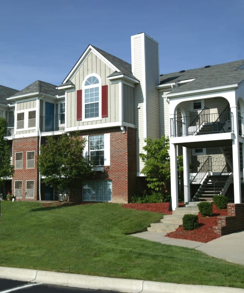 Brick apartment building exterior at Citation Club in Farmington Hills, Michigan