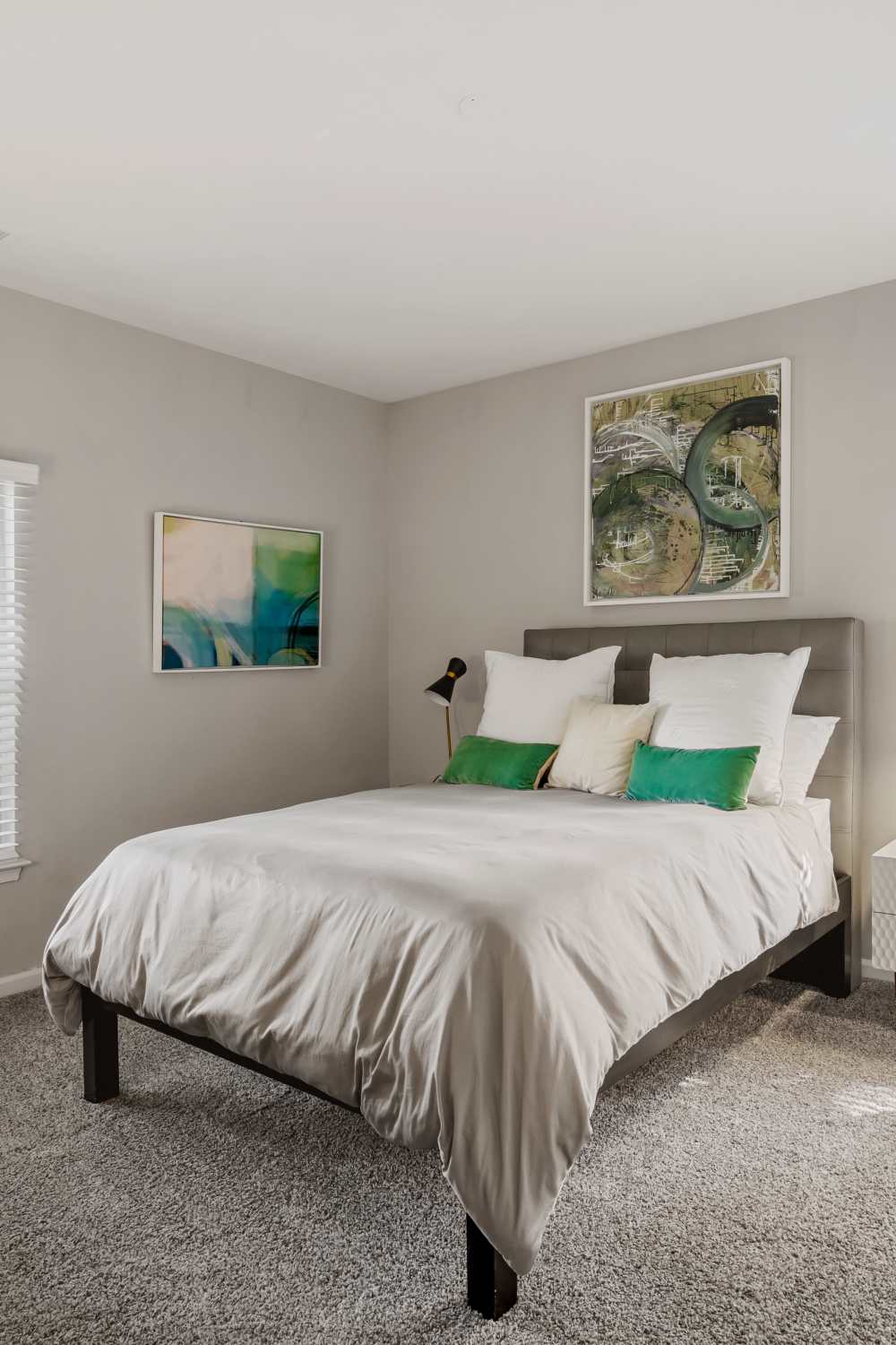 Carpeted bedroom at Park at Kingsview Village in Germantown, Maryland