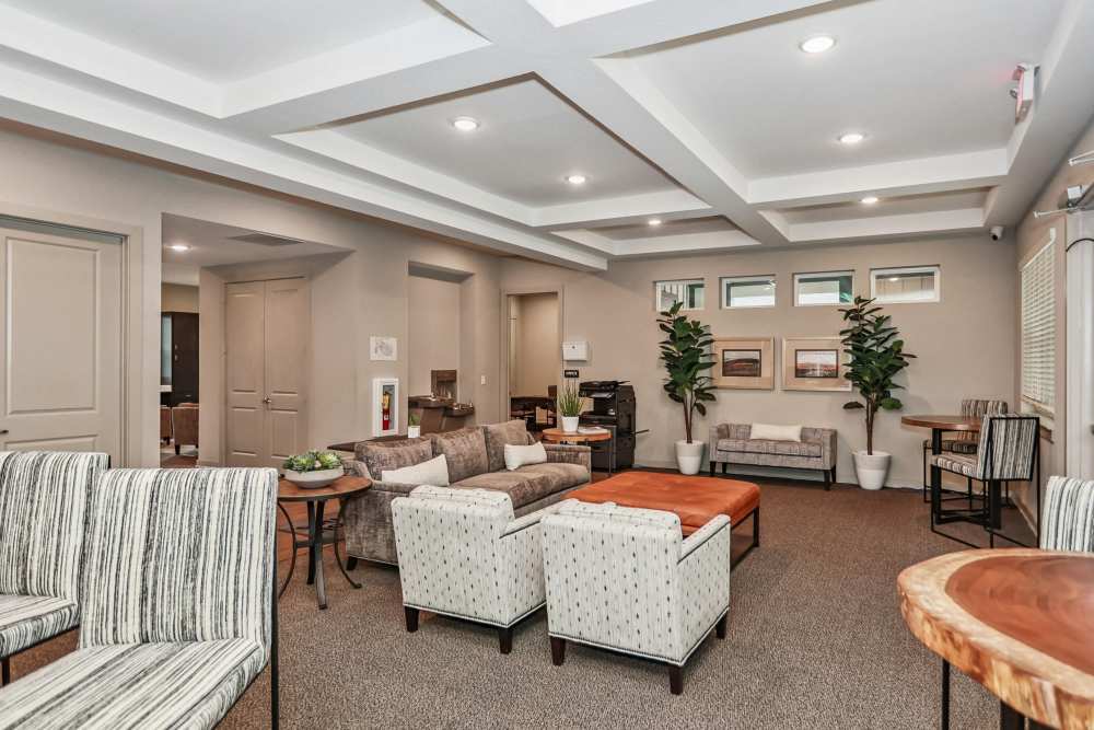 A view of community clubhouse at Flats at Mount Zion in Stockbridge, Georgia