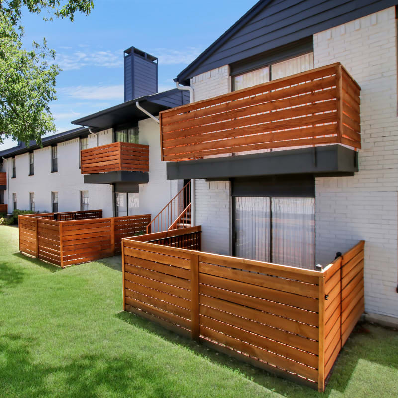 Fenced in backyard area at Lockhart Apartment Homes in Mesquite, Texas