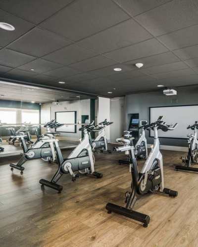 Rendering fitness center at One Dallas Center in Dallas, Texas