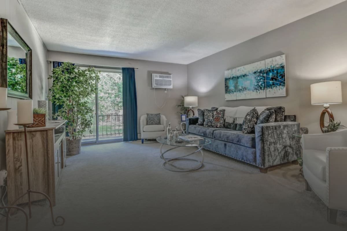 Stylish modern living room at Park West Apartments in Griffith, Indiana
