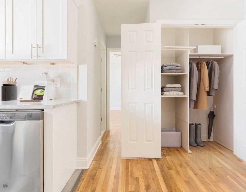 Closet hallway space at Bellmore Manor Gardens in North Bellmore, New York