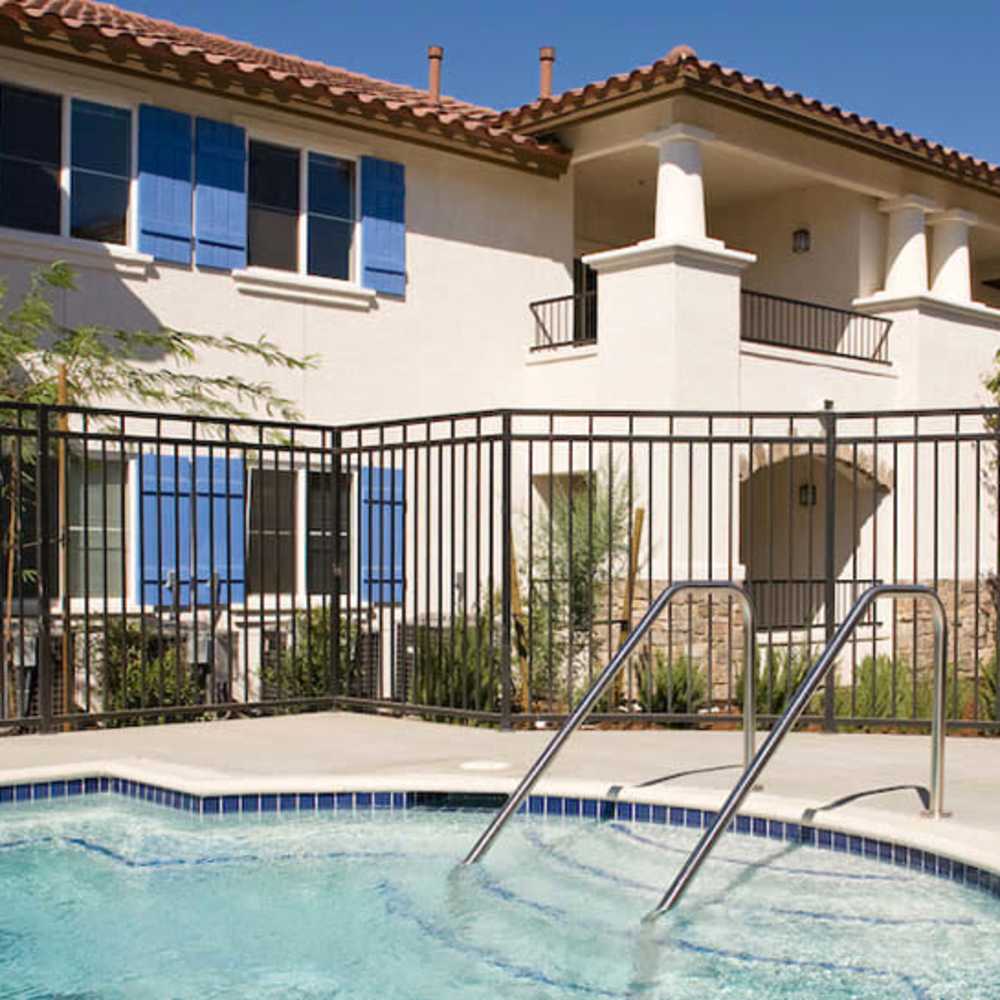 Shimmering swimming pool at Cielo Azul in Palmdale, California