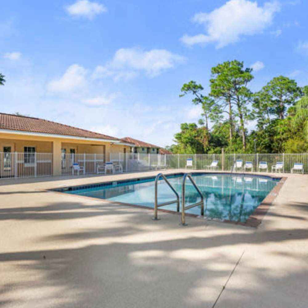Community swimming pool at Pelican Isles Apartments in Sebastian, Florida