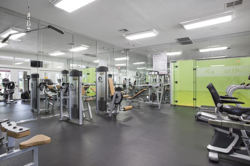 Very well-equipped onsite fitness center at Lago Paradiso at the Hammocks in Miami, Florida
