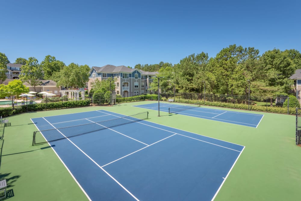 Well-maintained tennis courts at The Mark in Raleigh, North Carolina