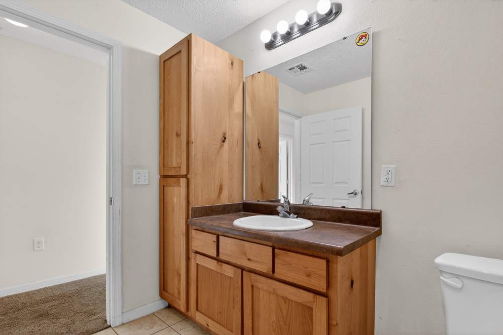 Bright bathroom at Rose Meadows Apartments in Levelland,Texas