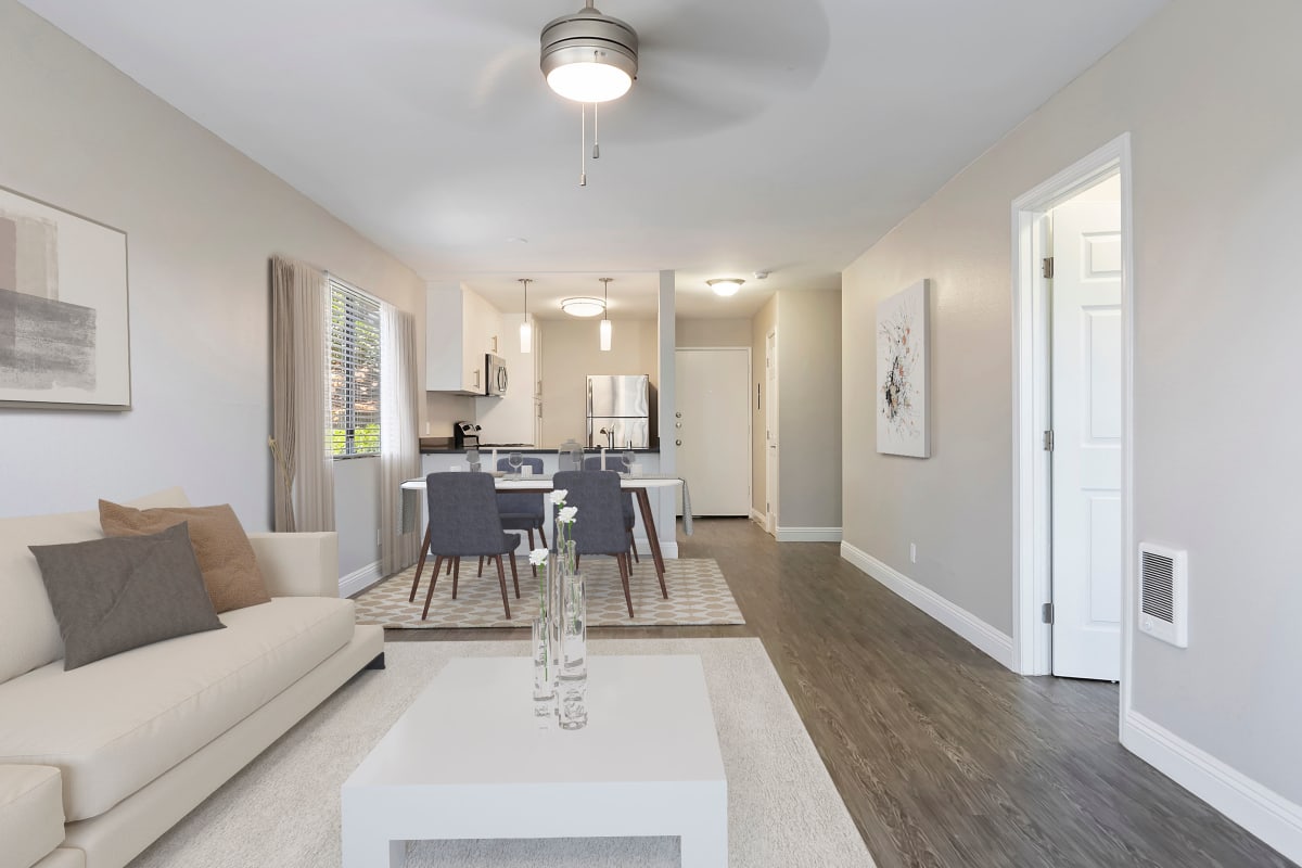 Apartment with wood-style floor at The Avenue at Carlsbad in Carlsbad, California