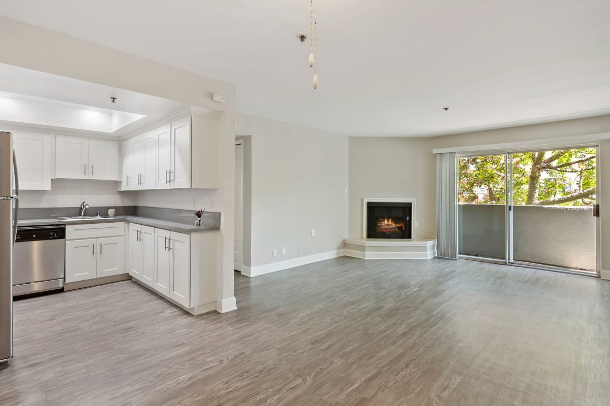 Apartment with wood-style floors at Kingsley Drive Apartments, Los Angeles, California