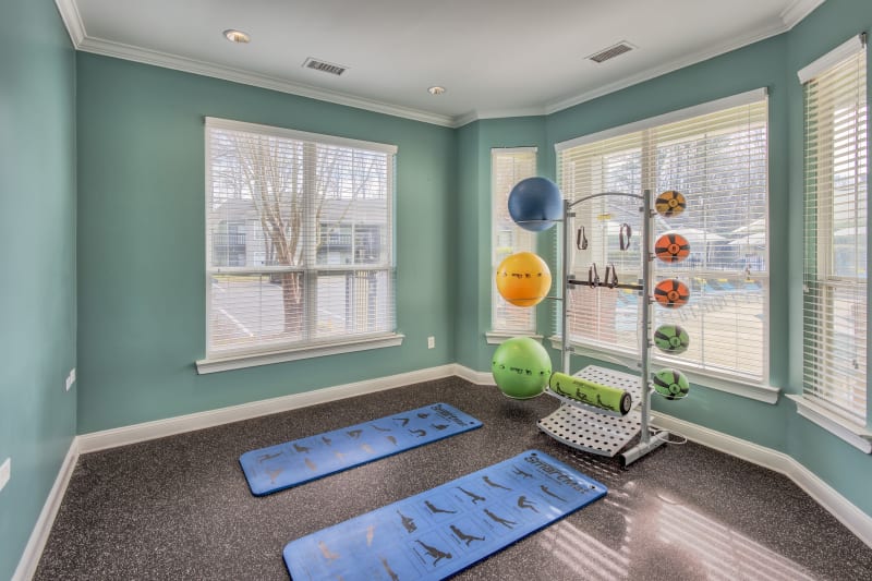 Yoga room with other exericise equipment at The Madison in Charlotte, North Carolina