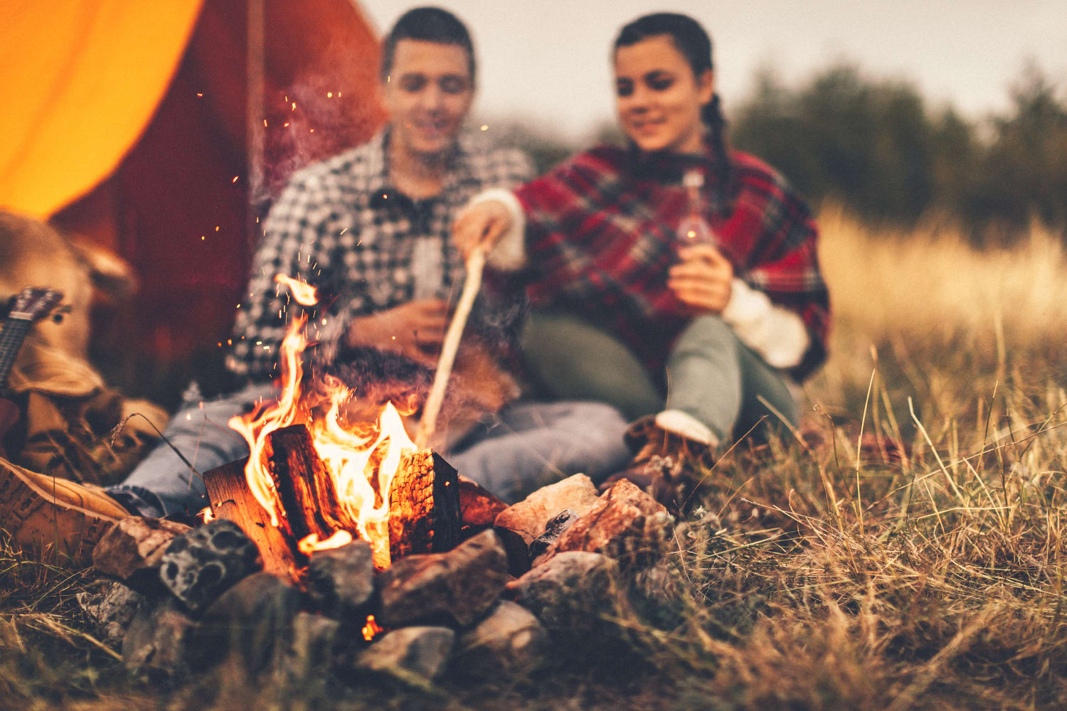 couple camping  near Reserve at Centerra Apartment Townhomes in Loveland, Colorado