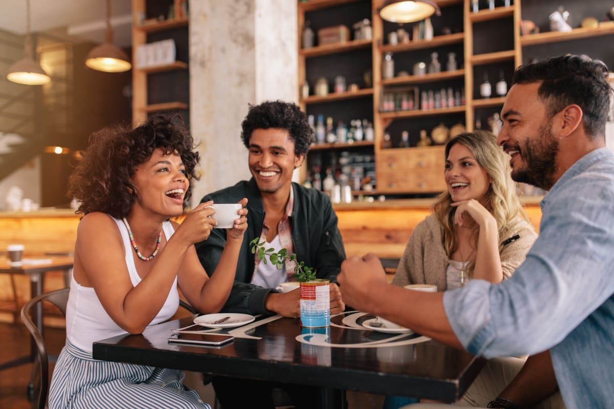 Friends enjoying coffee together near Katy, Texas from Marquis at Katy