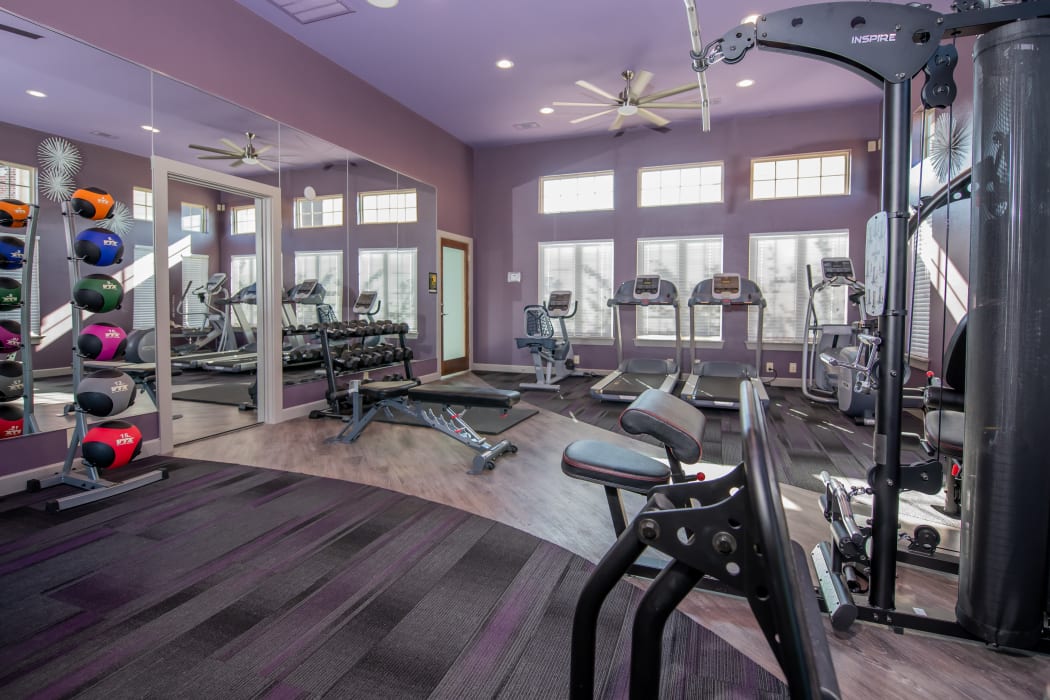 Fitness center for residents use at Portico at Friars Creek Apartments in Temple, Texas