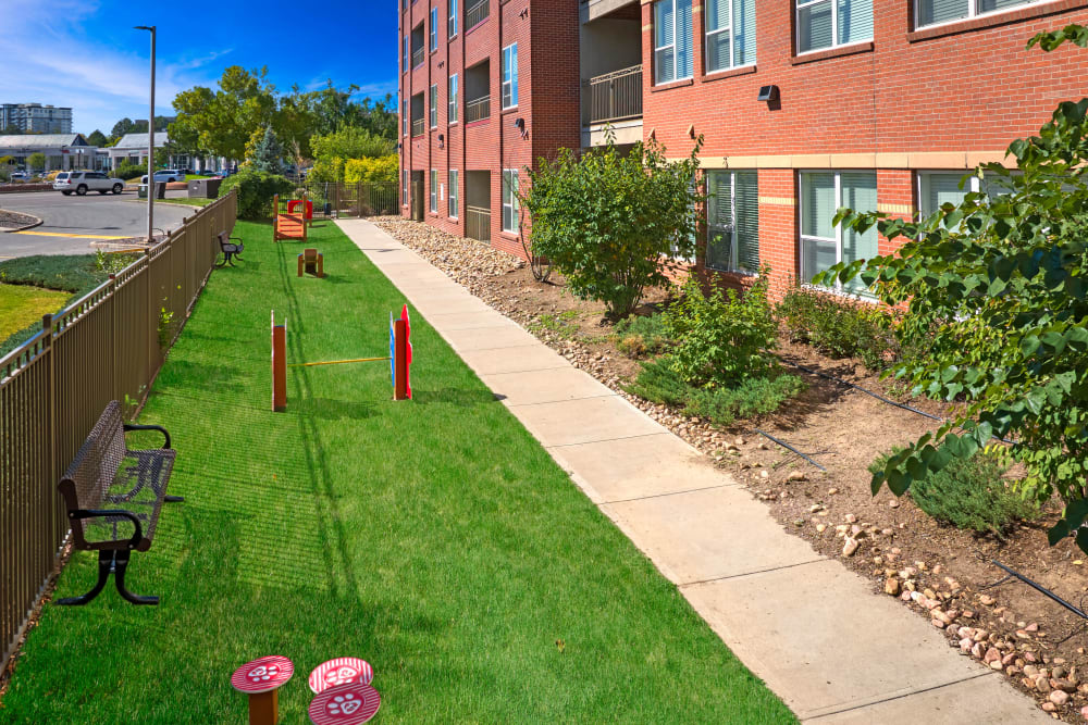 Dog park area of Helios in Englewood, Colorado