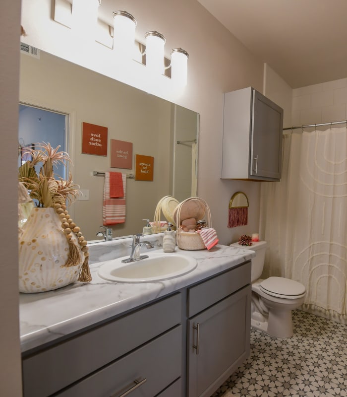 Bathroom with tile flooring at 97@ North Oak in Kansas City, Missouri