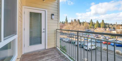 Private balcony at North Main Village in Milwaukie, Oregon