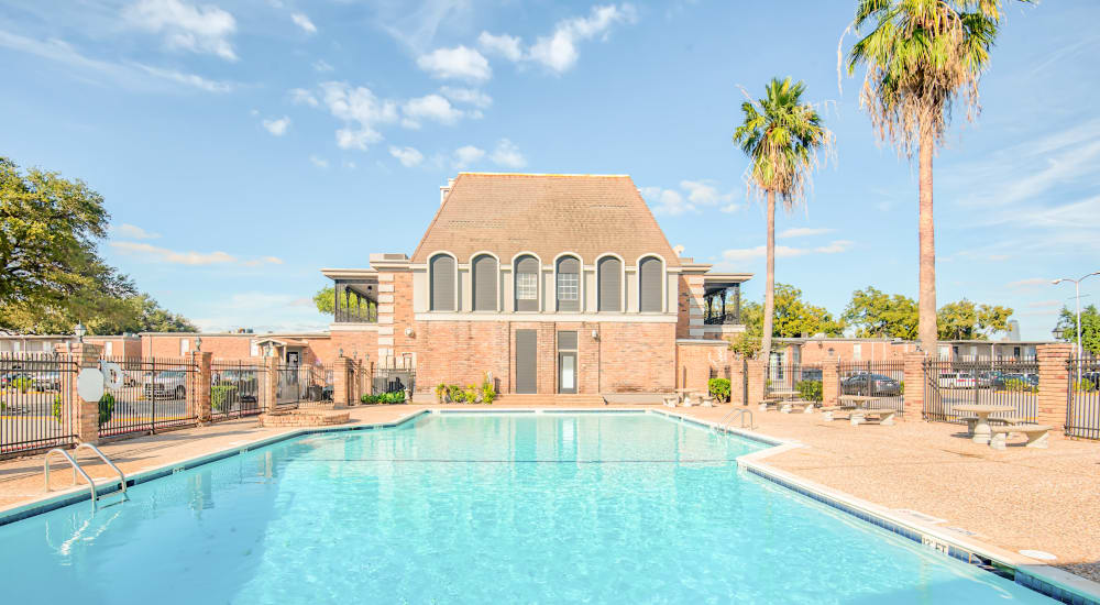 Residential pool in Napoleon Square Apartments in Houston, Texas