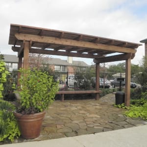 Poolside pergola and bbq area at Baker Square in Mesquite, Texas