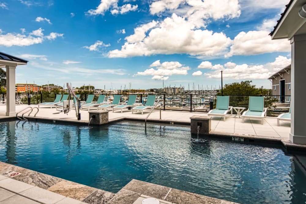 A sparkling swimming pool at Marina Villa in Norfolk, Virginia