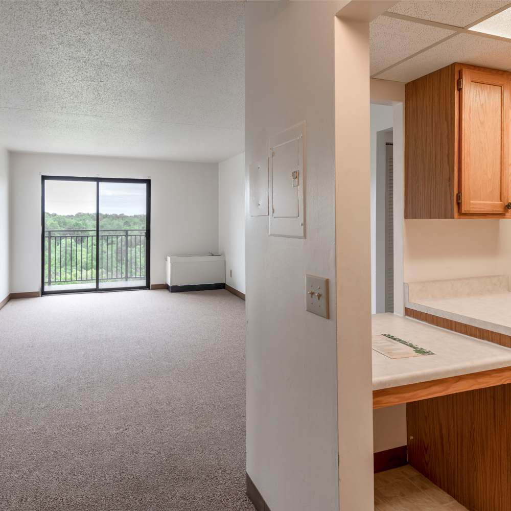 Open-concept floor plan at Burton Place in Burton, Michigan