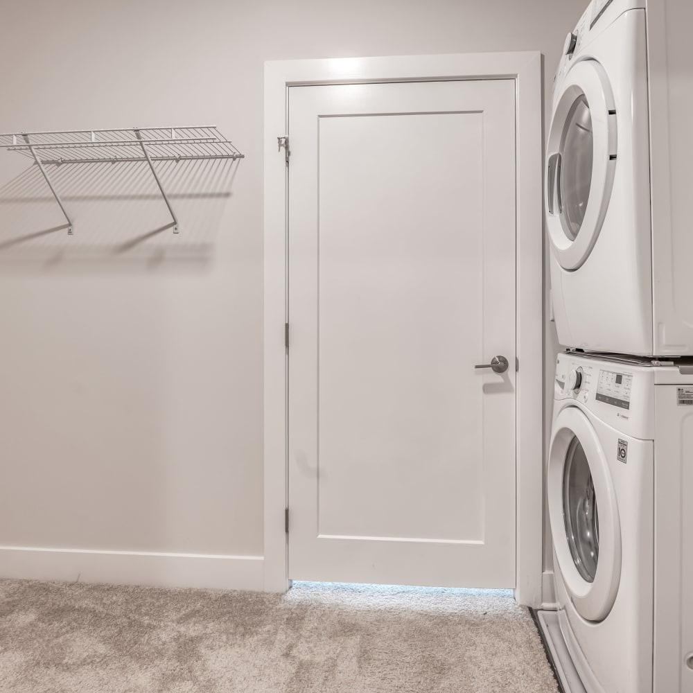 Walk-in closet with in-unit washer and dryer at Evergreen, Monroeville, Pennsylvania