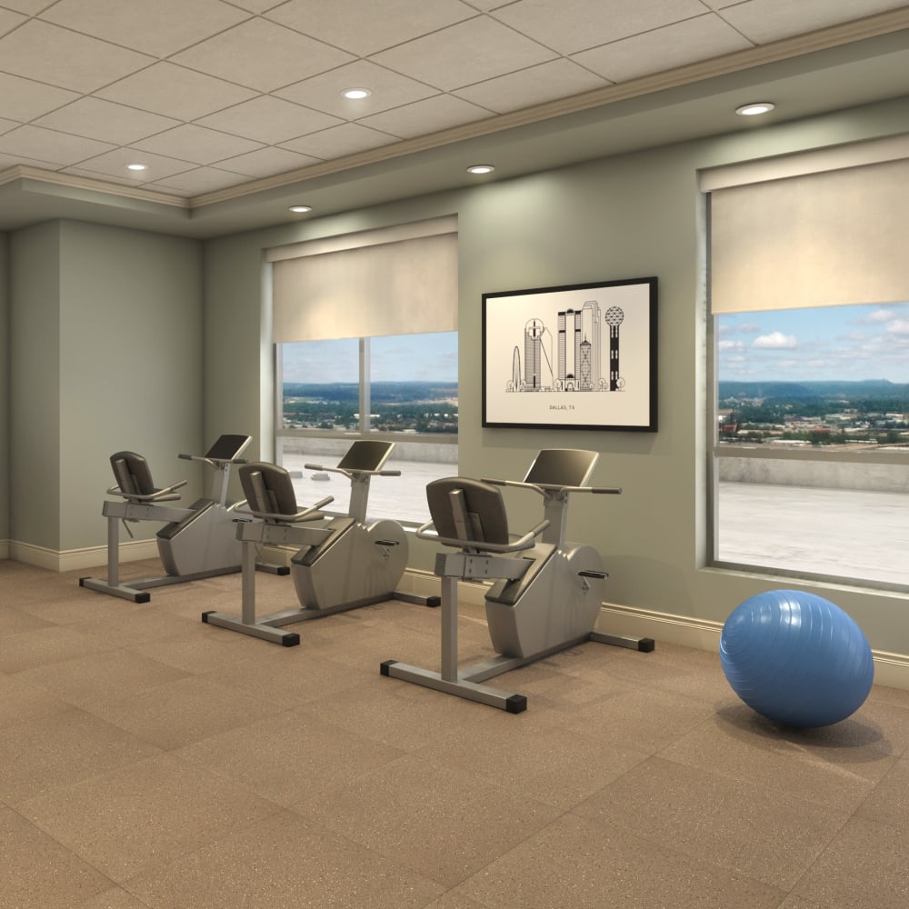 Fitness room at Anthology of Highland Park in Dallas, Texas