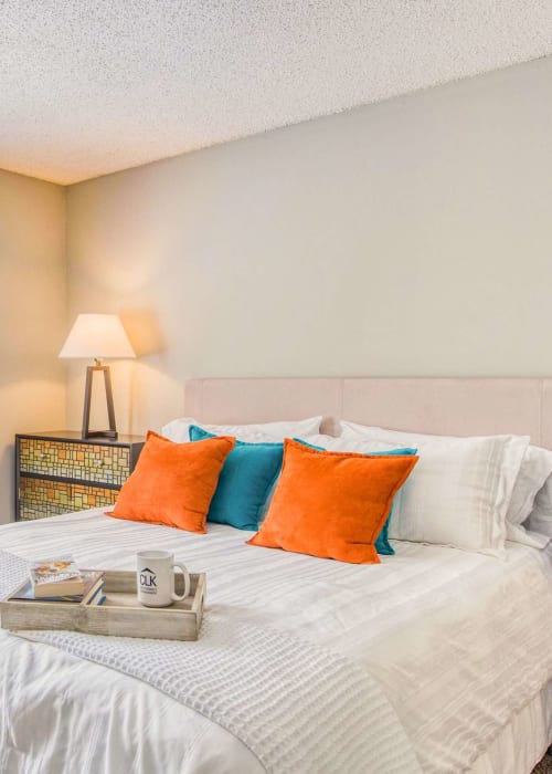 Bedroom with plush carpeting at Bradford Woods in Nashville, Tennessee